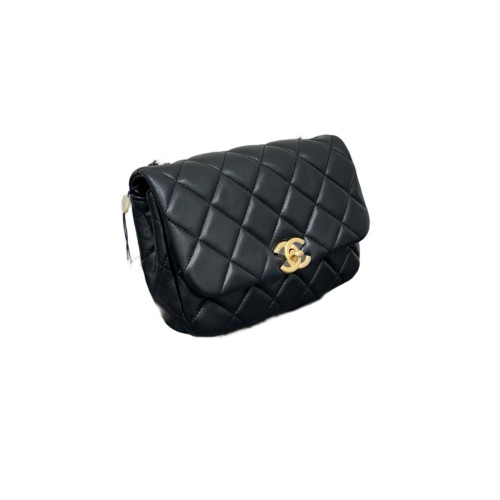 Chanel Quilted Pearl Chain Mini Flap Lambskin Black