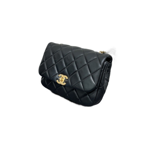 Chanel Quilted Pearl Chain Mini Flap Lambskin Black