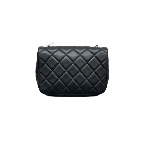 Chanel Quilted Pearl Chain Mini Flap Lambskin Black