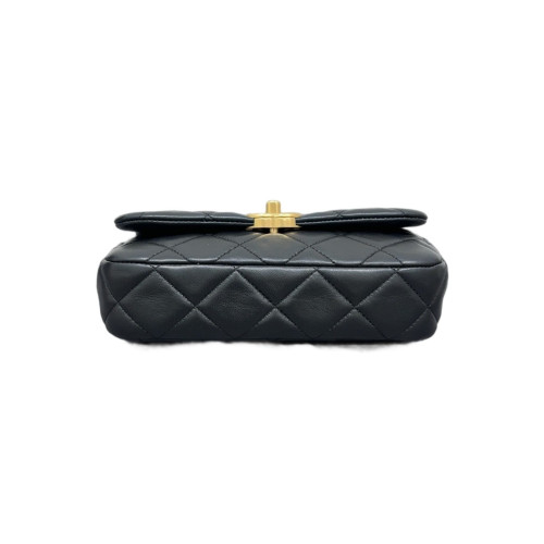 Chanel Quilted Pearl Chain Mini Flap Lambskin Black