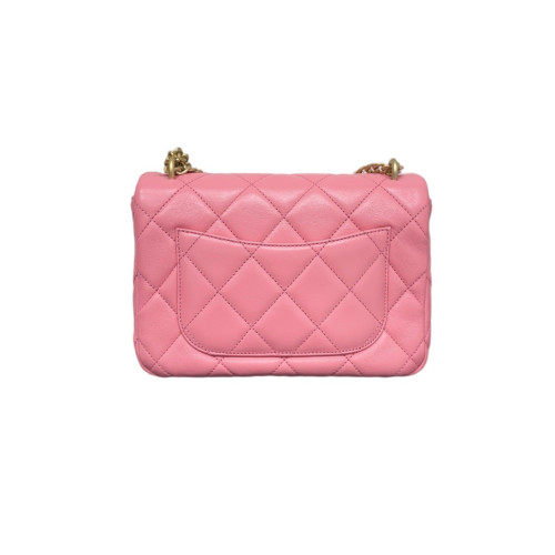 Chanel Quilted Enamel Square Bag Lambskin Pink