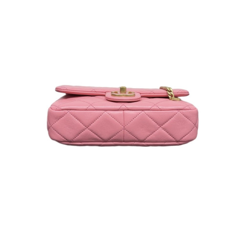 Chanel Quilted Enamel Square Bag Lambskin Pink