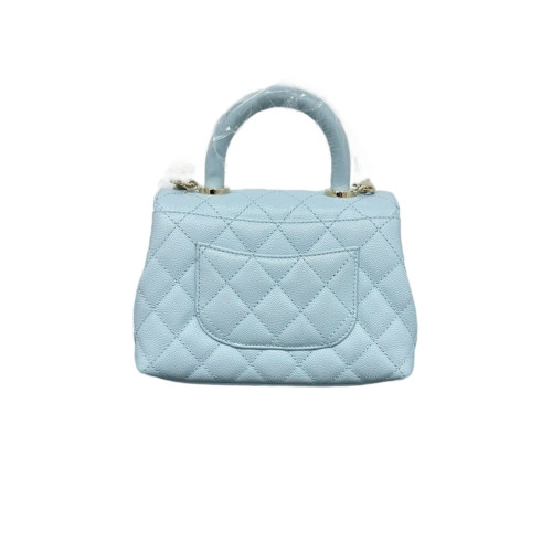 Chanel Quilted Mini Coco Handle Calfskin Light Blue