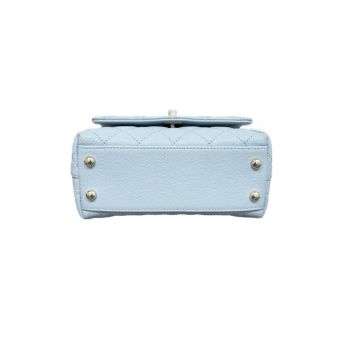 Chanel Quilted Mini Coco Handle Calfskin Light Blue