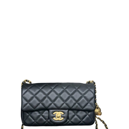 Chanel Quilted Mini Rectangular Pear Crush Flap Calfskin Black