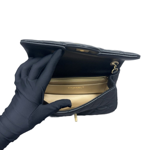 Chanel Quilted Mini Rectangular Pear Crush Flap Calfskin Black