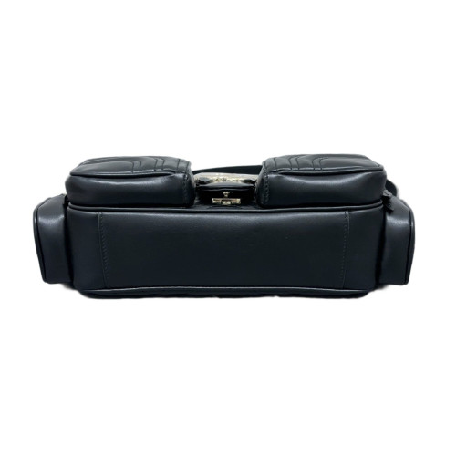 Gucci Chevron Marmont Shoulder Bag Calfskin Black Gucci Chevron Marmont Shoulder Bag Calfskin Black