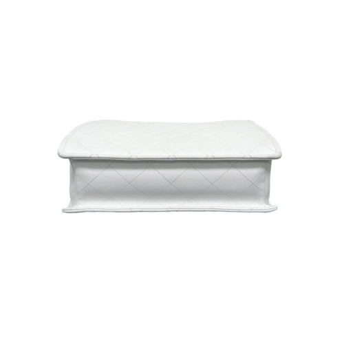 Chanel Quilted Shopping Tote Grained Calfskin White