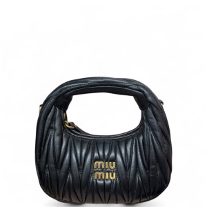 Miu Miu Two-Way Bag Crumpled Lambskin Black