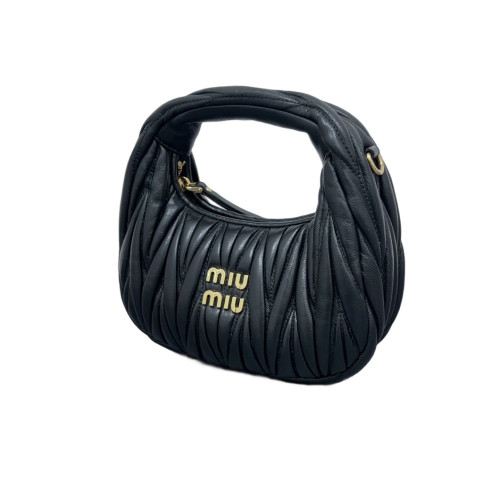 Miu Miu Two-Way Bag Crumpled Lambskin Black