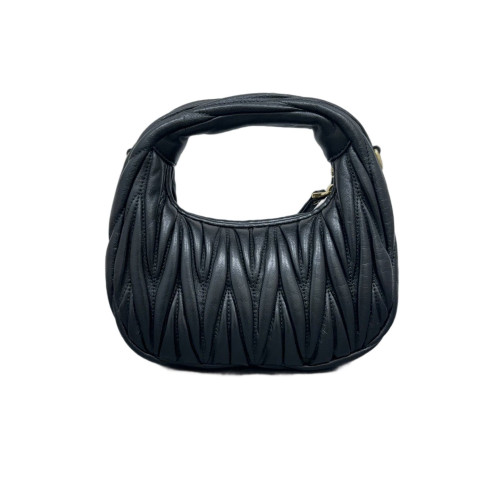 Miu Miu Two-Way Bag Crumpled Lambskin Black