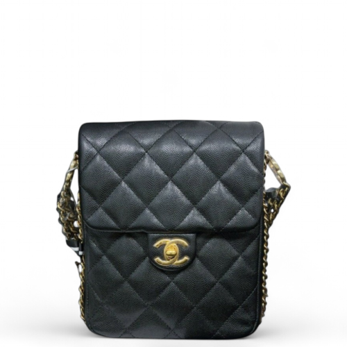 Chanel Quilted Flap Bag Shiny Caviar Calfskin Black