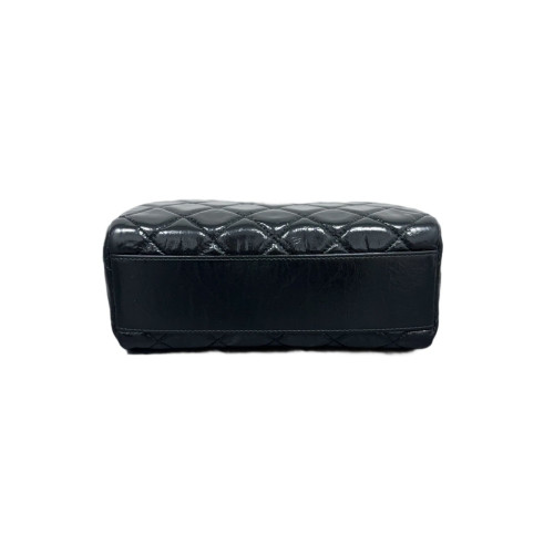 Chanel Quilted Bowling Bag Glazed Calfskin Black