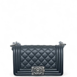 Chanel Quilted Mini Boy Flap Glace Calfskin Black