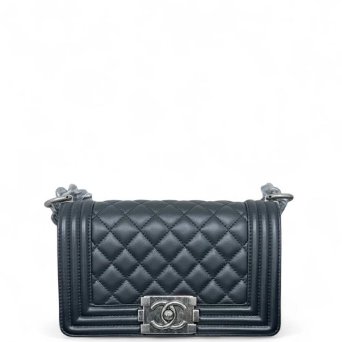 Chanel Quilted Mini Boy Flap Glace Calfskin Black