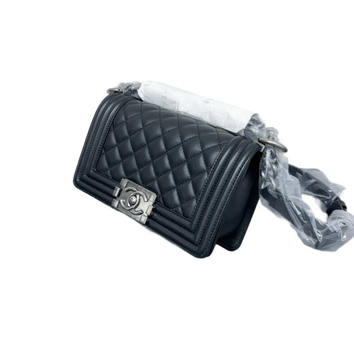 Chanel Quilted Mini Boy Flap Glace Calfskin Black