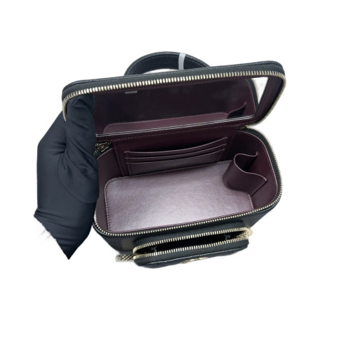 Chanel Quilted Front Pocket Top Handle Vanity Case Grained Calfskin Black