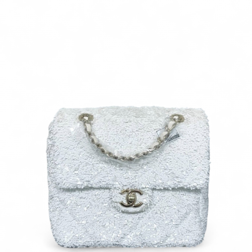 Chanel Backpack Sequin White