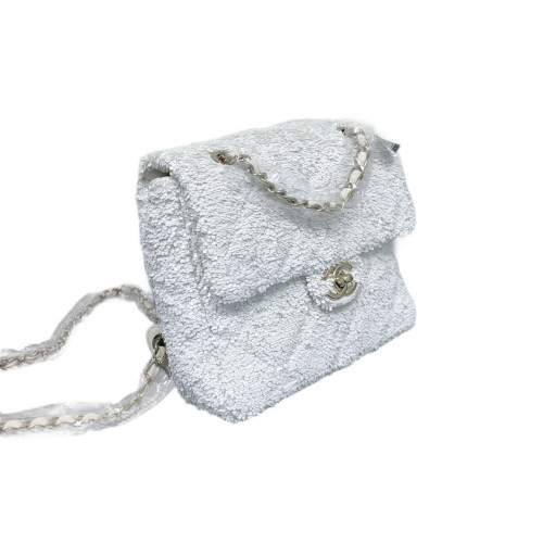 Chanel Backpack Sequin White