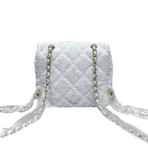 Chanel Backpack Sequin White