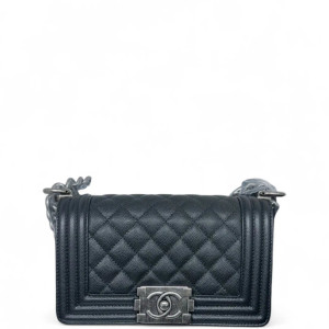 Chanel Quilted Mini Boy Flap Grained Calfskin Black