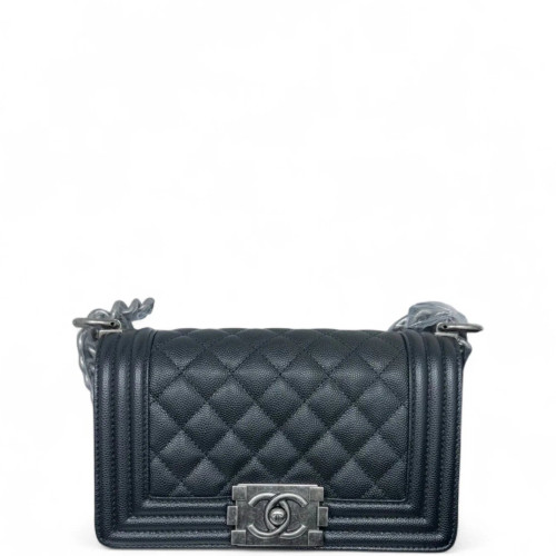 Chanel Quilted Mini Boy Flap Grained Calfskin Black