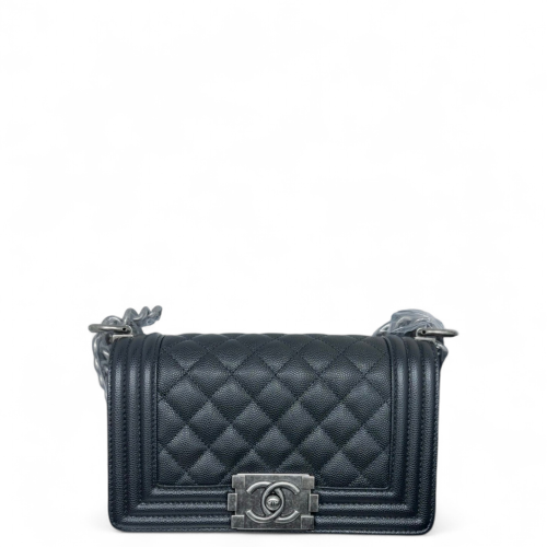 Chanel Quilted Mini Boy Flap Grained Calfskin Black