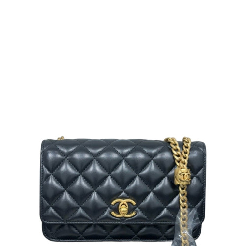 Chanel Quilted Adjustable Chain Wallet On Chain Calfskin Black