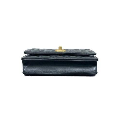Chanel Quilted Adjustable Chain Wallet On Chain Calfskin Black