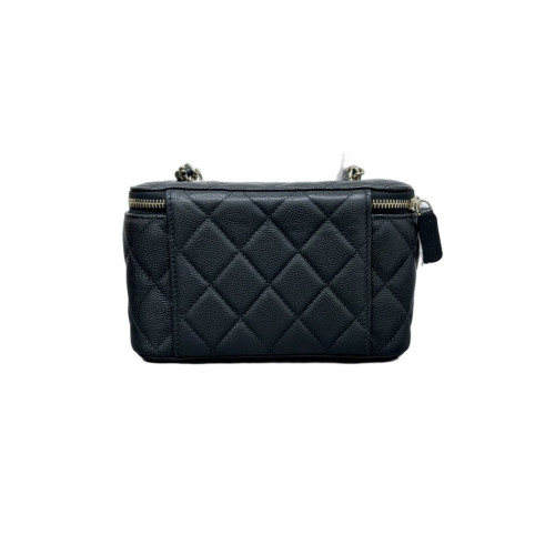 Chanel Quilted Crystal Vanity Case Grained Calfskin Black