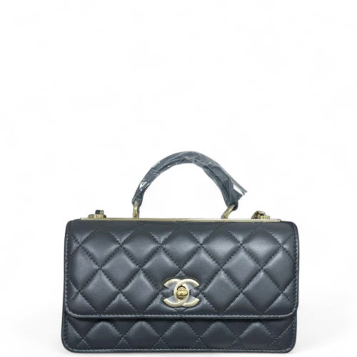 Chanel Quilted Trendy Cc Top Handle Wallet On Chain WOC Lambskin Dark Grey Chanel Quilted Trendy Cc Top Handle Wallet On Chain WOC Lambskin Dark Grey