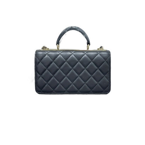 Chanel Quilted Trendy Cc Top Handle Wallet On Chain WOC Lambskin Dark Grey Chanel Quilted Trendy Cc Top Handle Wallet On Chain WOC Lambskin Dark Grey