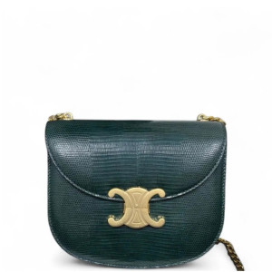 Celine Standard Chain Besace Clea Lizard Green
