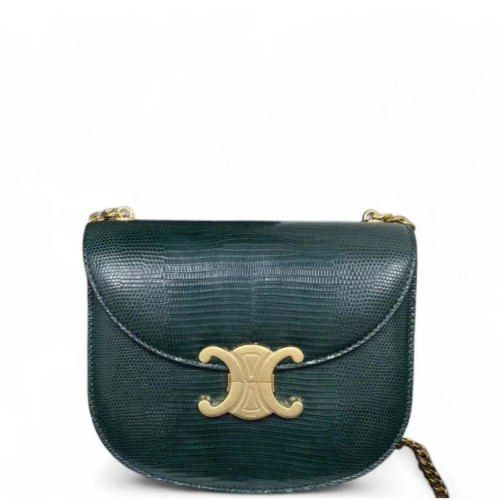 Celine Standard Chain Besace Clea Lizard Green