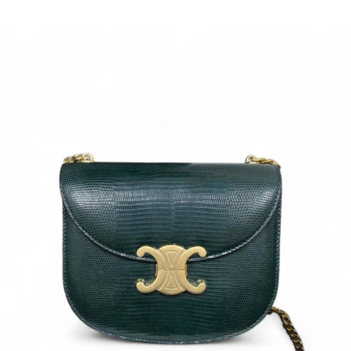 Celine Standard Chain Besace Clea Lizard Green