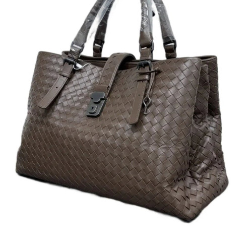 Bottega Veneta Large Roma Tote Bag Lambskin Intrecciato Nappa Dark Brown