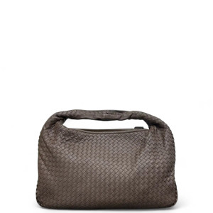 Bottega Veneta Maxi Veneta Hobo Lambskin Intrecciato Nappa Dark Brown