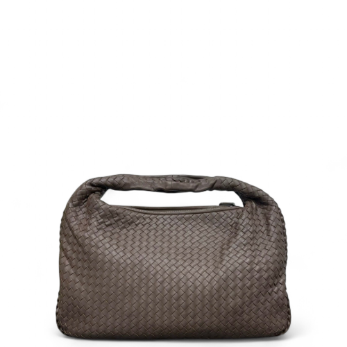 Bottega Veneta Maxi Veneta Hobo Lambskin Intrecciato Nappa Dark Brown