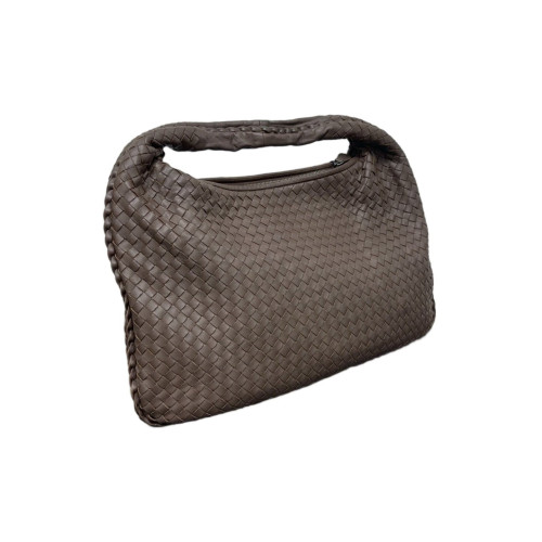 Bottega Veneta Maxi Veneta Hobo Lambskin Intrecciato Nappa Dark Brown