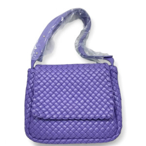 Bottega Veneta Flap Bag Lambskin Intrecciato Nappa Purple