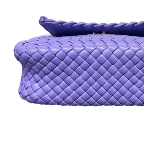 Bottega Veneta Flap Bag Lambskin Intrecciato Nappa Purple