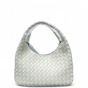 Bottega Veneta Hobo Lambskin Intrecciato Nappa White