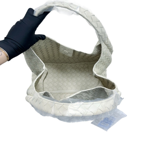 Bottega Veneta Hobo Lambskin Intrecciato Nappa White