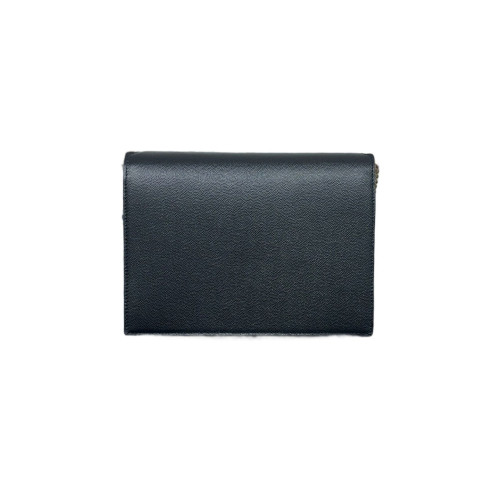 Yves Saint Laurent Cassandra Chain Wallet Grained Calfskin Black
