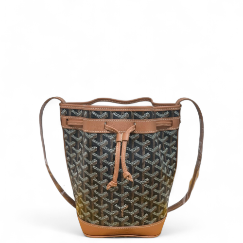 Goyard Petit Flot Bucket Bag PM Goyardine Brown Ecru Dark Grey