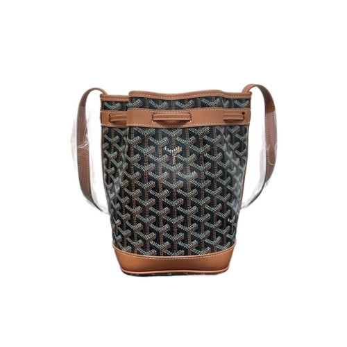 Goyard Petit Flot Bucket Bag PM Goyardine Brown Ecru Dark Grey