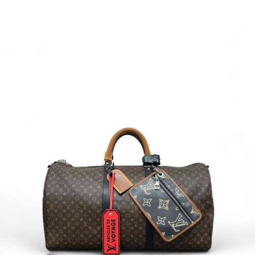 Louis Vuitton Keepall Bandouliere 50 Monogram Brown Black Red