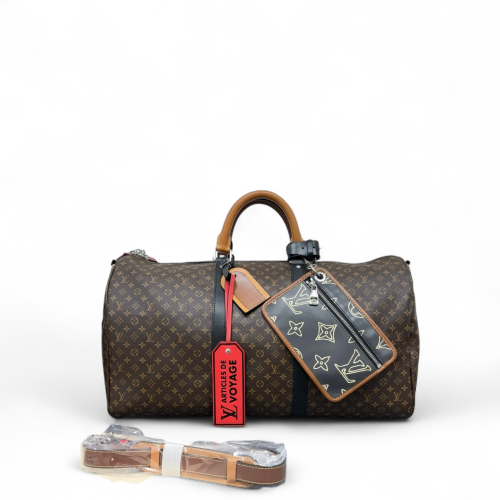 Louis Vuitton Keepall Bandouliere 50 Monogram Brown Black Red