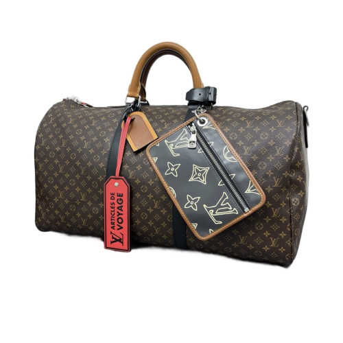 Louis Vuitton Keepall Bandouliere 50 Monogram Brown Black Red