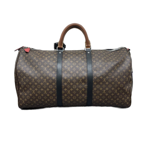Louis Vuitton Keepall Bandouliere 50 Monogram Brown Black Red
